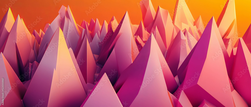 Poster vibrant 3d abstract cones with sharp edges and contrasting colors create a striking visual effect
