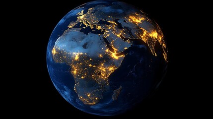 3D rendering of the Earth with a dark blue background