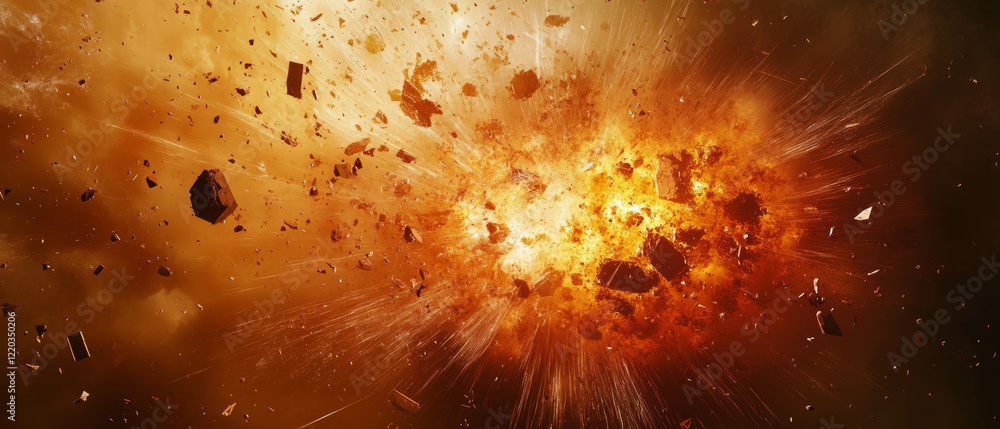Poster dynamic abstract explosions creating a powerful energy display with fragmented pieces
