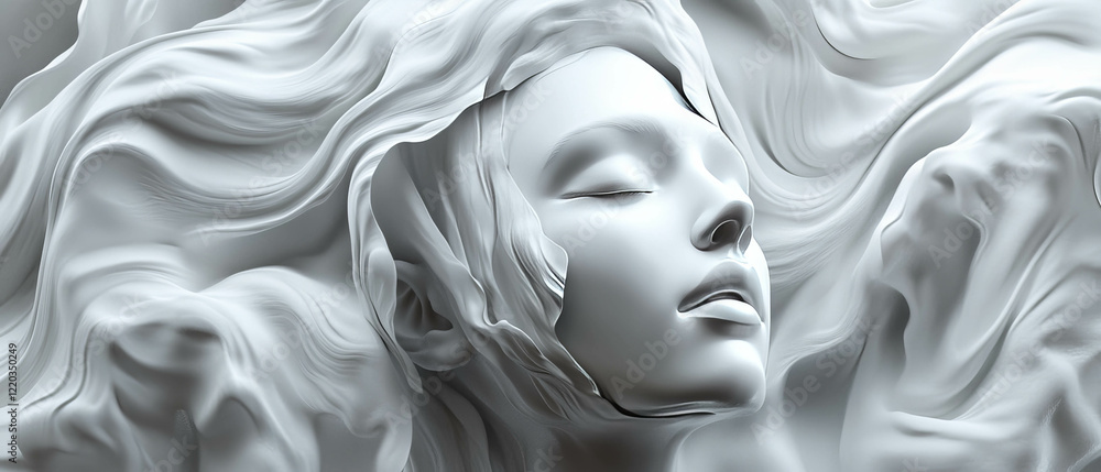 Aufkleber exploring emotions through distorted abstract faces and artistic expressions