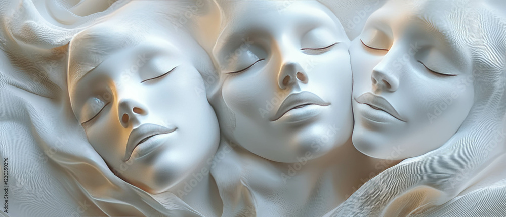 Poster exploration of emotional expressions through abstract 3d faces designed with digital particles