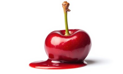 Glossy red cherry with syrup