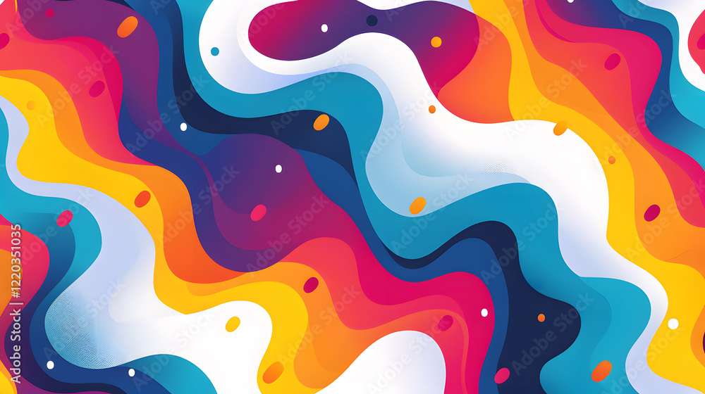 Poster wavy pattern background in a vibrant retro abstract style, generative ai