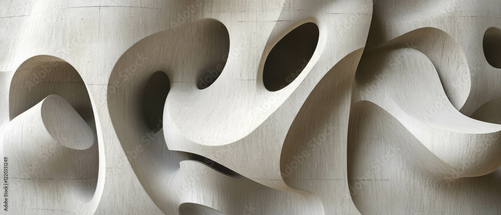 Poster creative exploration of abstract 3d sculptures with flowing shapes and intricate forms