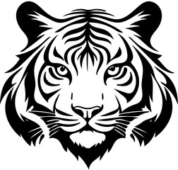 Black and white theme tiger illustration