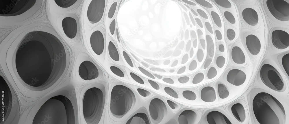 Poster exploring the harmony of 3d arches creating a captivating circular abstract design