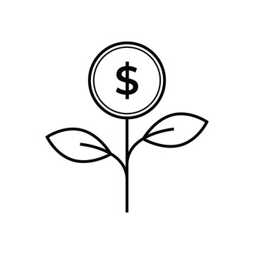 Financial Growth Moneu Flower Icon Vector Design Line Style 