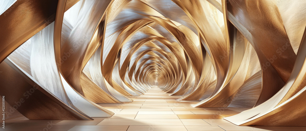 Poster dynamic 3d arches creating an elegant corridor of interwoven ribbons and flowing lines