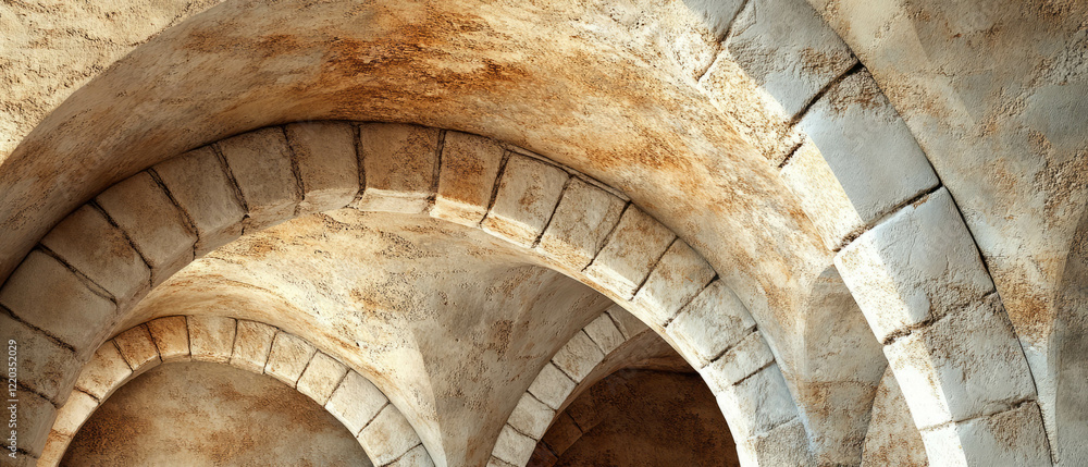 Poster natural arches of stone and wood create a rustic charm in abstract settings