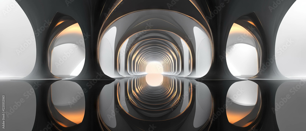 Aufkleber 3d arches create infinite reflections and perspectives in abstract design