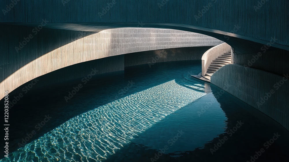 Aufkleber dynamic wave patterns in a swimming pool, illuminated by natural light from above