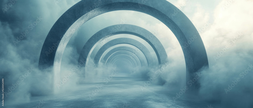 Aufkleber mysterious 3d arches enveloped in swirling fog create an ethereal atmosphere