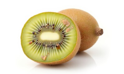 Fresh green kiwi sliced open