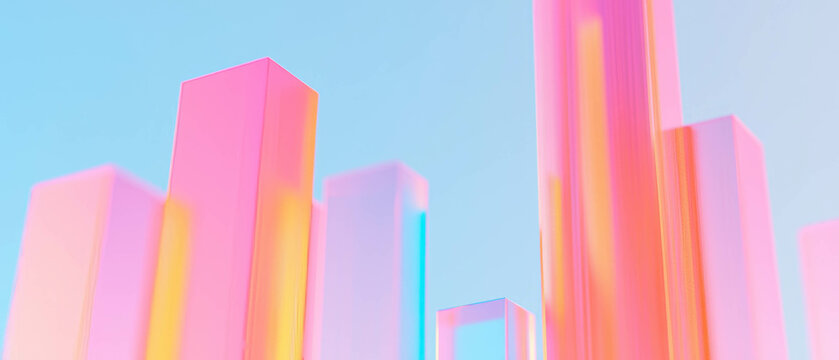 Visualizing data distribution through abstract 3D box plots in vibrant colors