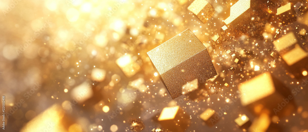 Aufkleber floating cubes and shimmering particles create an engaging abstract visual experience