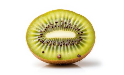 Fresh kiwi fruit half on white background