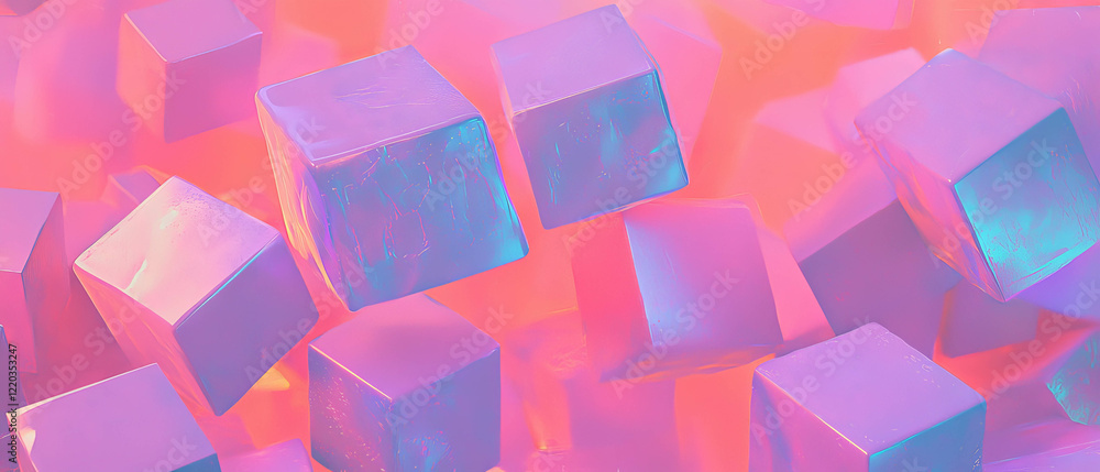 Poster rotating 3d data cubes in a vibrant abstract background for visualization and analysis