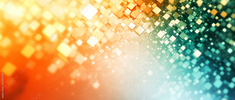 Poster vibrant abstract background featuring smooth transitions of colored cubes in a harmonious design