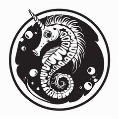 Seahorse logo design illustration. Seahorse Line Drawing Vector Images