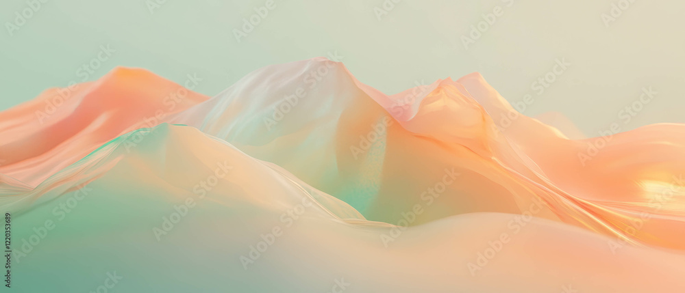 Poster abstract landscapes representing data exploration and visualization in 3d design
