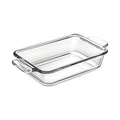 Premium Glass Loaf Pan with Polished Edges Isolated on Transparent Background