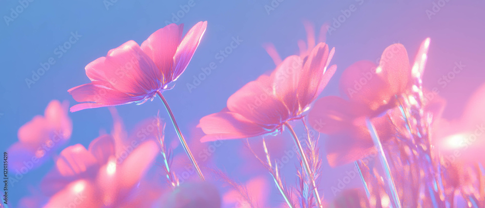 Poster dynamic interaction of 3d flowers with virtual forces and realistic physics in abstract visuals