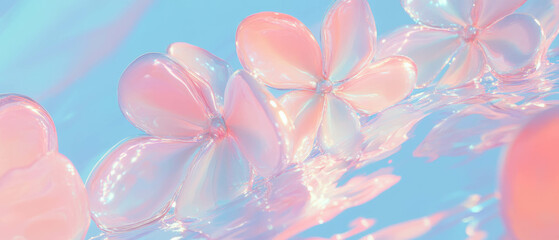 Obraz premium Abstract representation of flowing flowers made from liquid mercury in a futuristic design