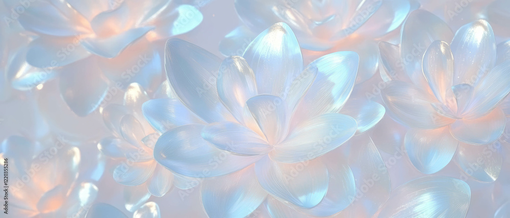 Poster elegant 3d flowers with metallic textures create a luxurious abstract background