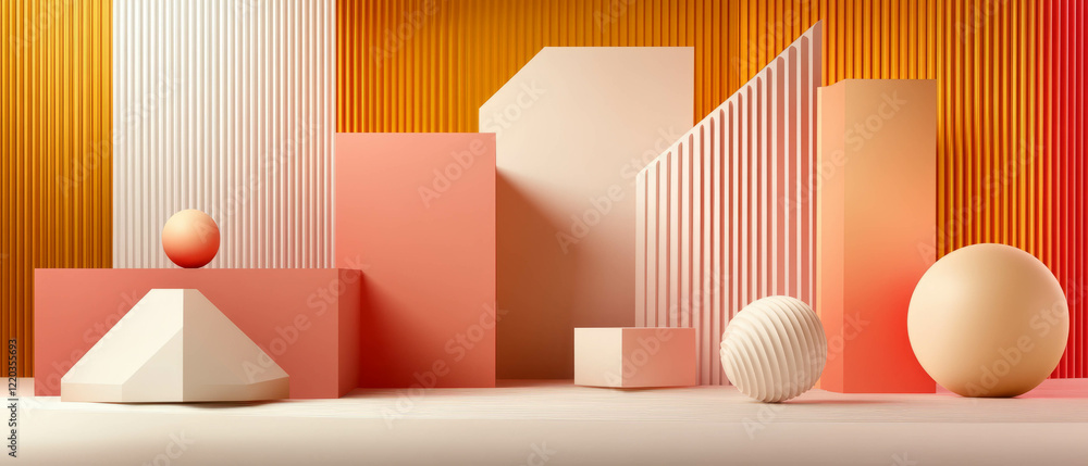 Poster abstract background featuring modern 3d geometric shapes with contrasting colors and sharp edges
