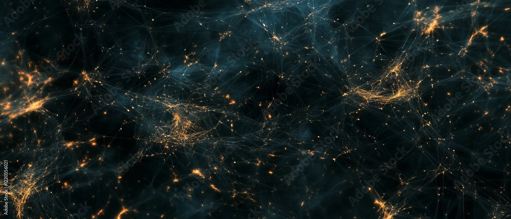 Poster exploring interconnected nodes in a digital networked world