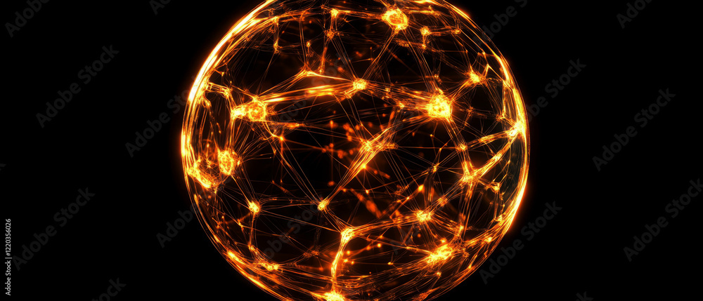 Aufkleber exploration of interconnected spheres and luminous networks in digital design