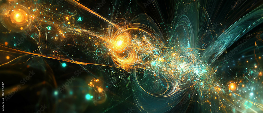Aufkleber dynamic display of vibrant energy with abstract light trails and shapes