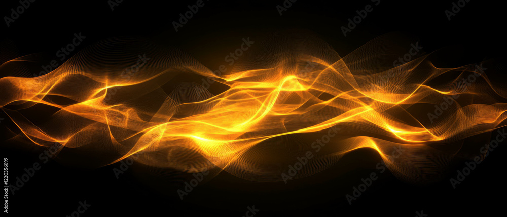 Poster abstract display of vibrant energy with glowing light trails and dynamic shapes