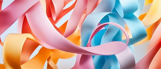Vibrant abstract design of intertwined ribbons creating dynamic movement and flow