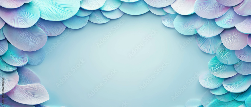 Poster Abstract background featuring 3D mermaid scales with blank space for customization