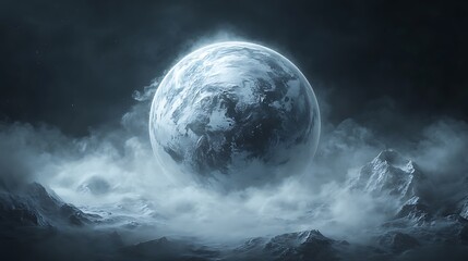 3D rendering of the Earth with clouds around it