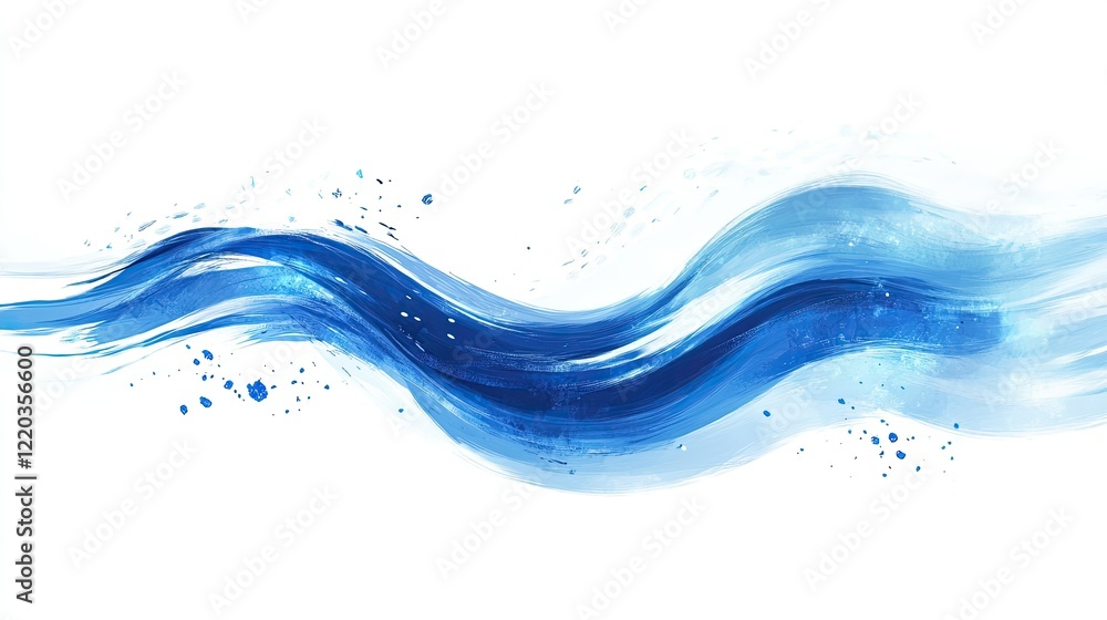 Poster impressionistic design with dynamic brush strokes in shades of blue and white, emphasizing subtle gr