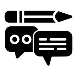 Transcription Icon Glyph Style for Communication Technology Themes
