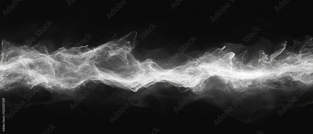 Poster dynamic patterns of 3d smoke interacting with virtual sound waves in abstract art