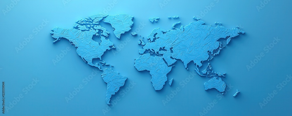 Poster clean energy renewable policy concept. blue world map on a textured background, emphasizing global c