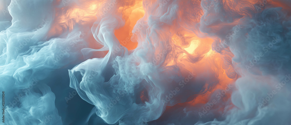 Poster visual display of dynamic 3d smoke and fire creating an intense atmosphere of energy