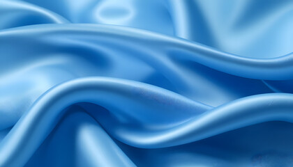 Obraz premium High-Resolution 4K Image of Blue Silk Satin Fabric with Gentle Waves, Perfect for Backgrounds, Branding, and Elegant Design Needs.