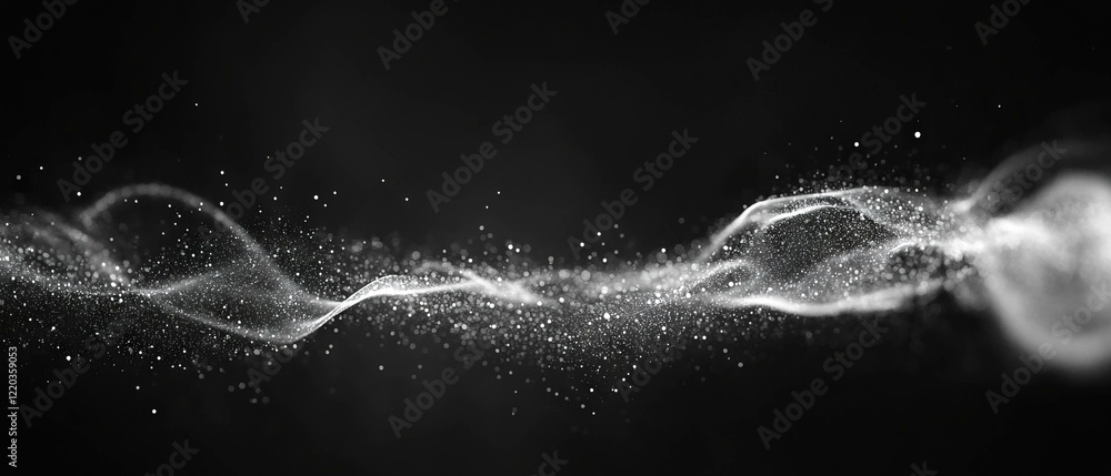 Poster abstract 3d smoke with dynamic movement and particle effects in dark environment