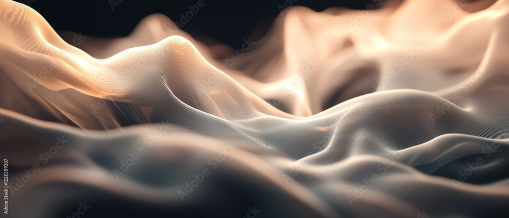 Poster dynamic abstract background featuring 3d smoke with light trails and movement effects