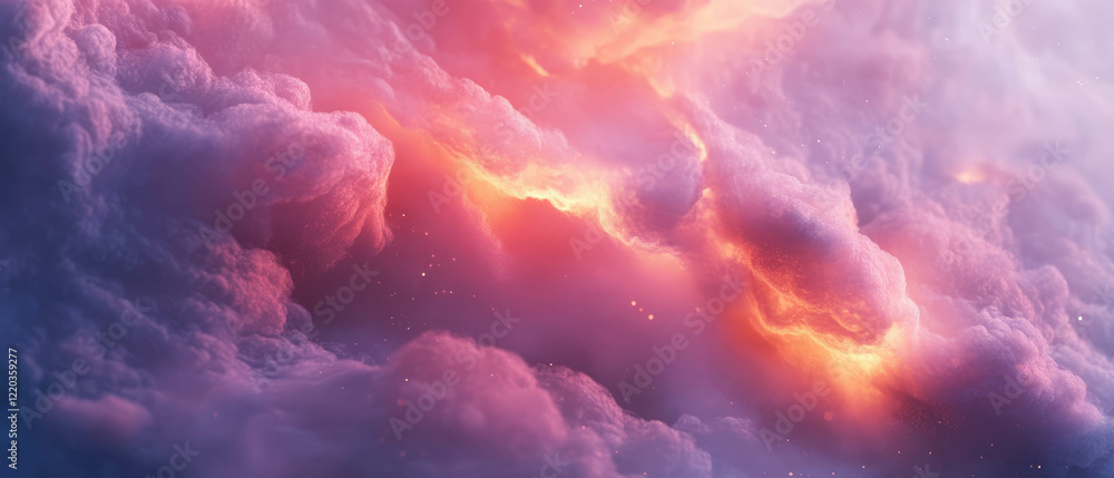 Poster dynamic movement of colorful smoke with glowing trails in an abstract background