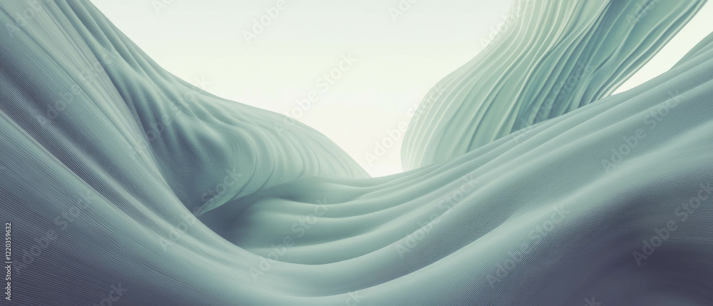 Poster sound waves flowing through abstract architecture creating depth and perspective