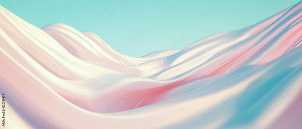 Poster flowing sound waves create a vast architectural landscape in abstract visualization