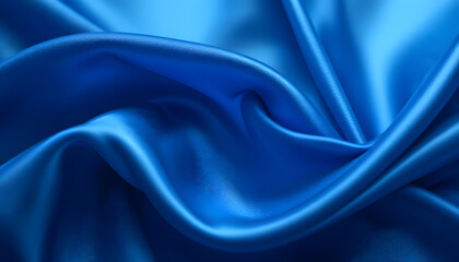 Obraz premium High-Resolution 4K Image of Blue Silk Satin Fabric with Gentle Waves, Perfect for Backgrounds, Branding, and Elegant Design Needs.