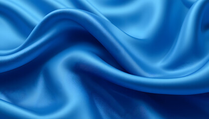 Obraz premium High-Resolution 4K Image of Blue Silk Satin Fabric with Gentle Waves, Perfect for Backgrounds, Branding, and Elegant Design Needs.