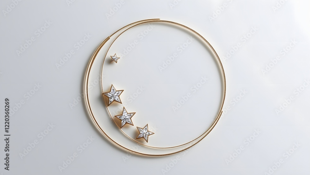 Aufkleber a simple gold circle with three stars clustered together on a white background in a minimalist desig
